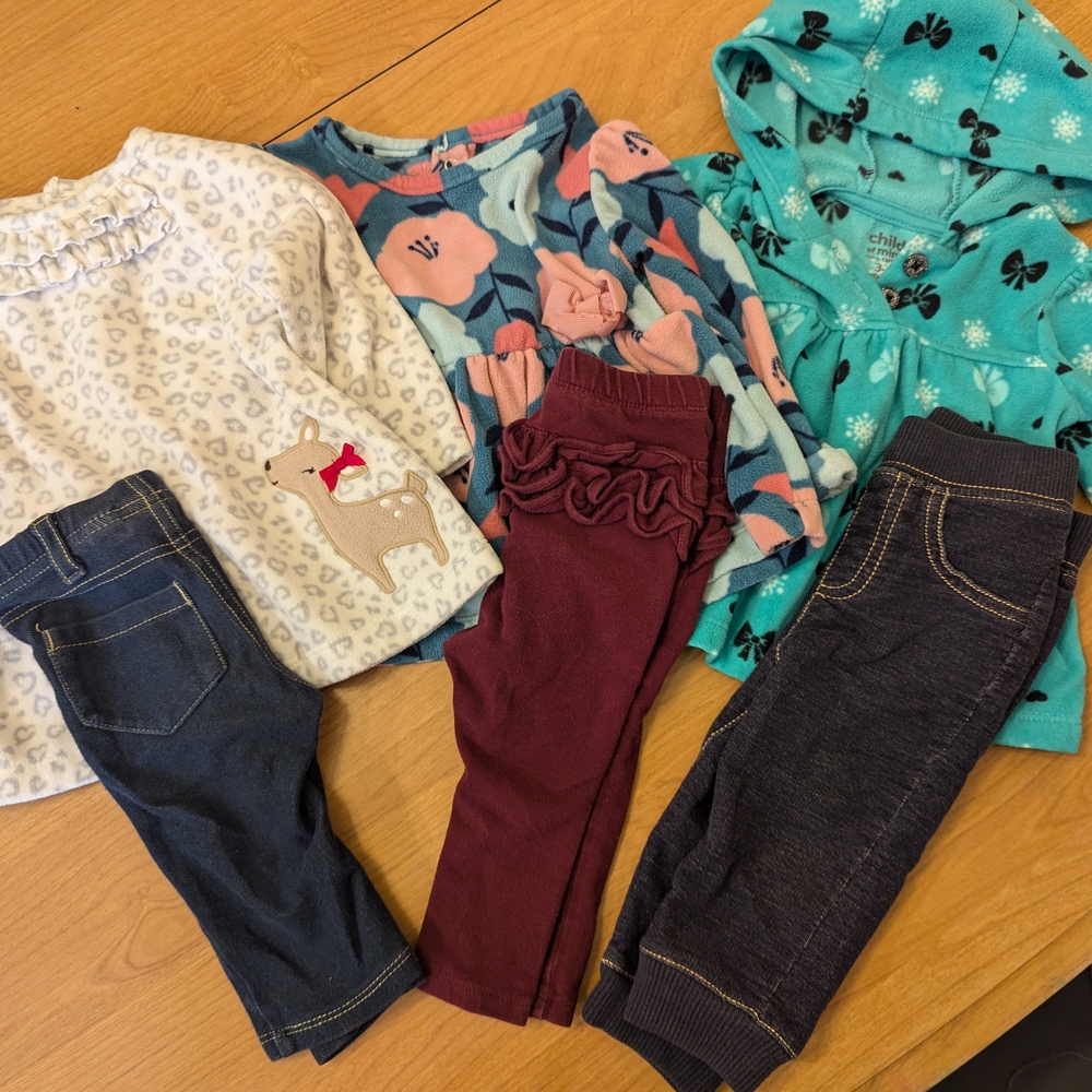 Winter Baby Clothes Bundle Lot 6-9M 3-6M White, Blue, Burgundy, Denim